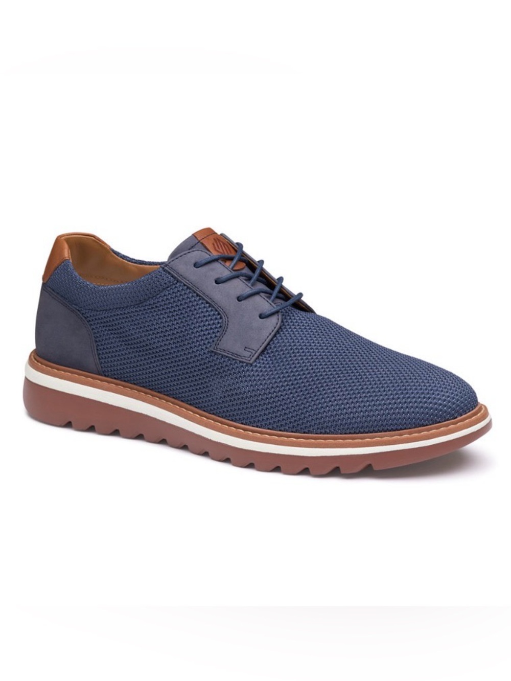 Johnson & Murphy Men's Sz 11.5 Navy Brown Knit Breathable Derby Shoes Versatile!